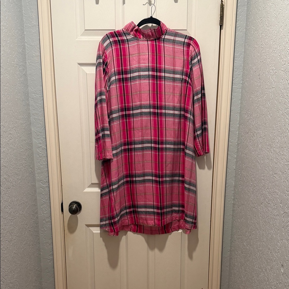 Crown & Ivy Vibrant Pink Plaid Dress